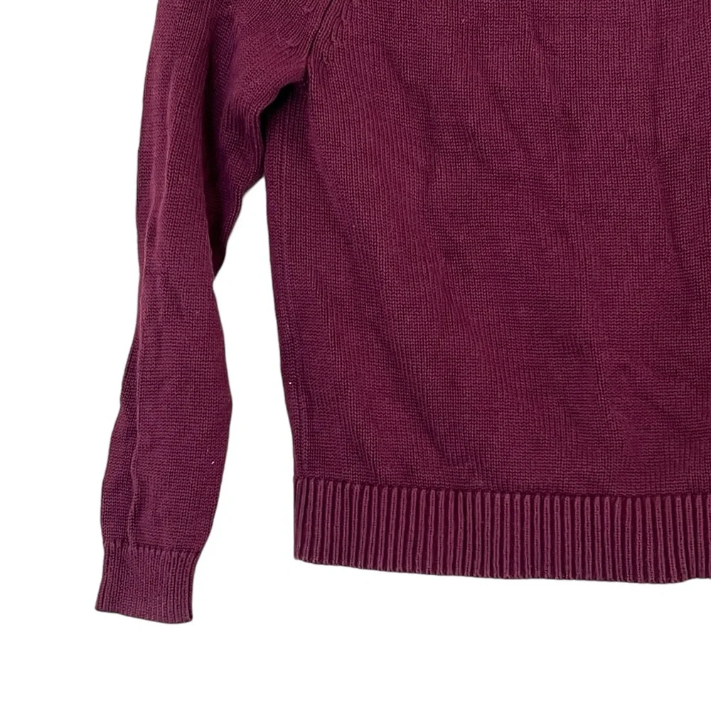 Lands’ End | Burgundy knit uniform zip font sweater size small